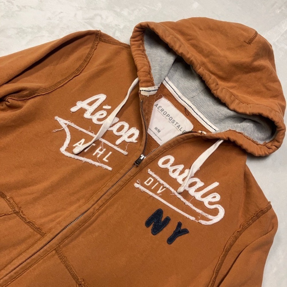 Vintage Y2K Aeropostale Hoodie Mens M Full Zip Up Spellout Surf Skater 00s
